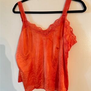 Vintage 90s sexy Lace Trim Orange Camisole Sz small